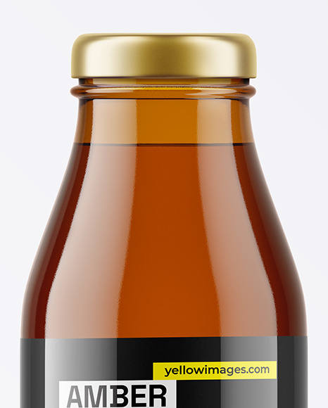 Amber Glass Bottle with Steel Cap Mockup