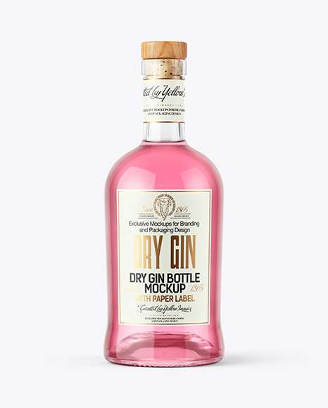 Glass Dry Gin Bottle Mockup