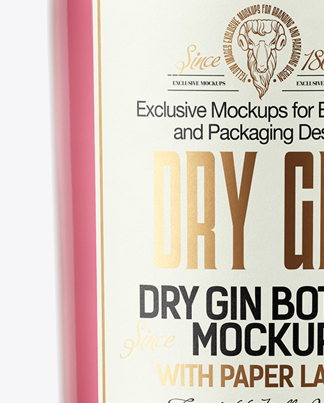 Glass Dry Gin Bottle Mockup