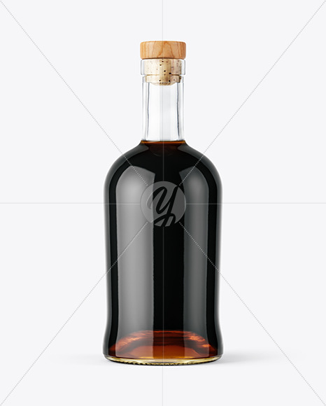 Glass Black Rum Bottle Mockup