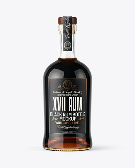 Glass Black Rum Bottle Mockup