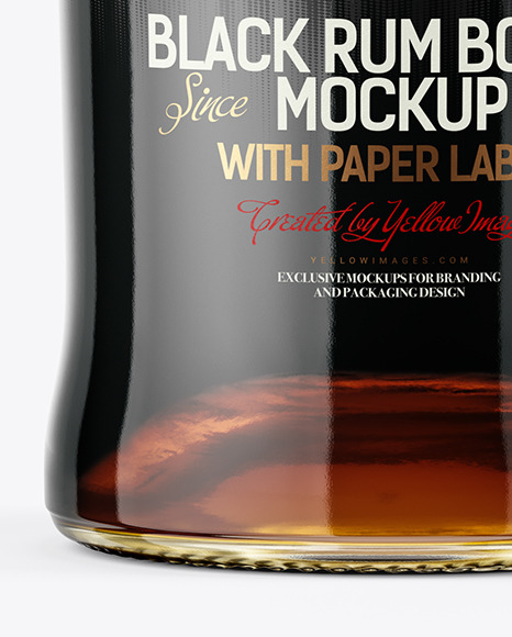 Glass Black Rum Bottle Mockup