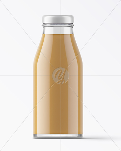 Glass Bottle with Mocha Coffee Drink Mockup