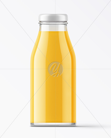 Glass Bottle with Orange Juice & Twist Cap Mockup