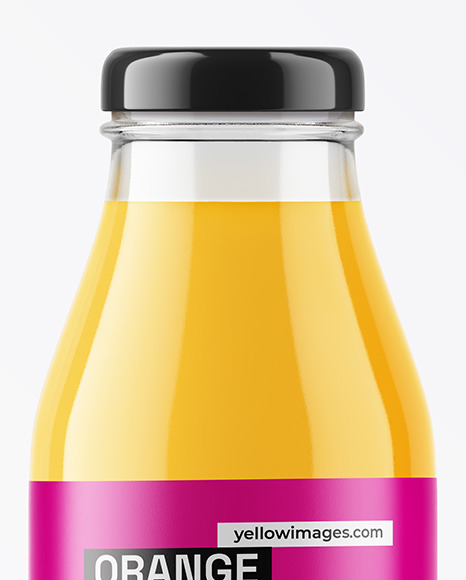 Glass Bottle with Orange Juice & Twist Cap Mockup