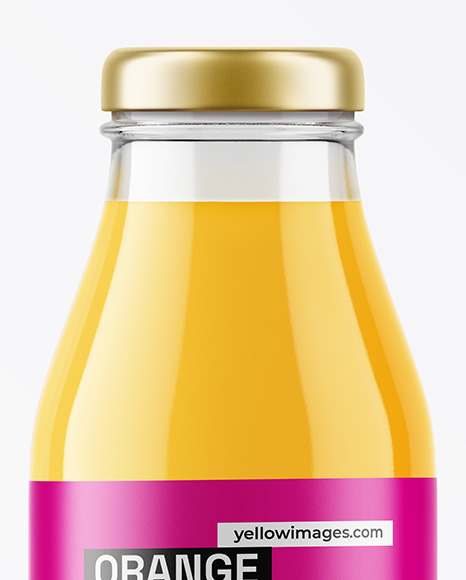 Glass Bottle with Orange Juice & Twist Cap Mockup