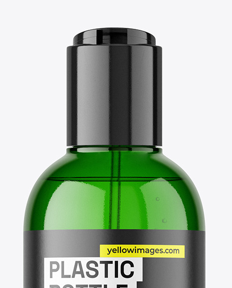 Green Plastic Cosmetic Bottle Mockup