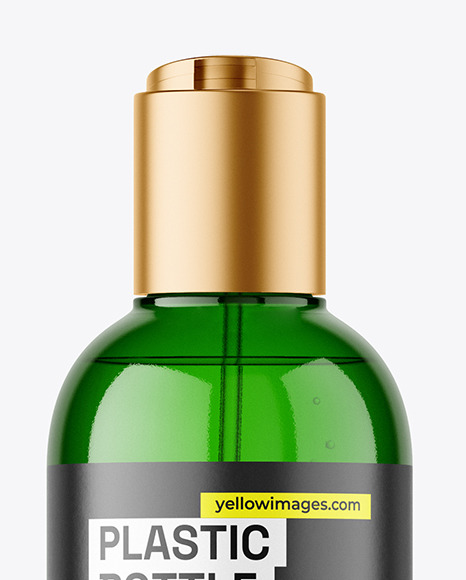 Green Plastic Cosmetic Bottle Mockup
