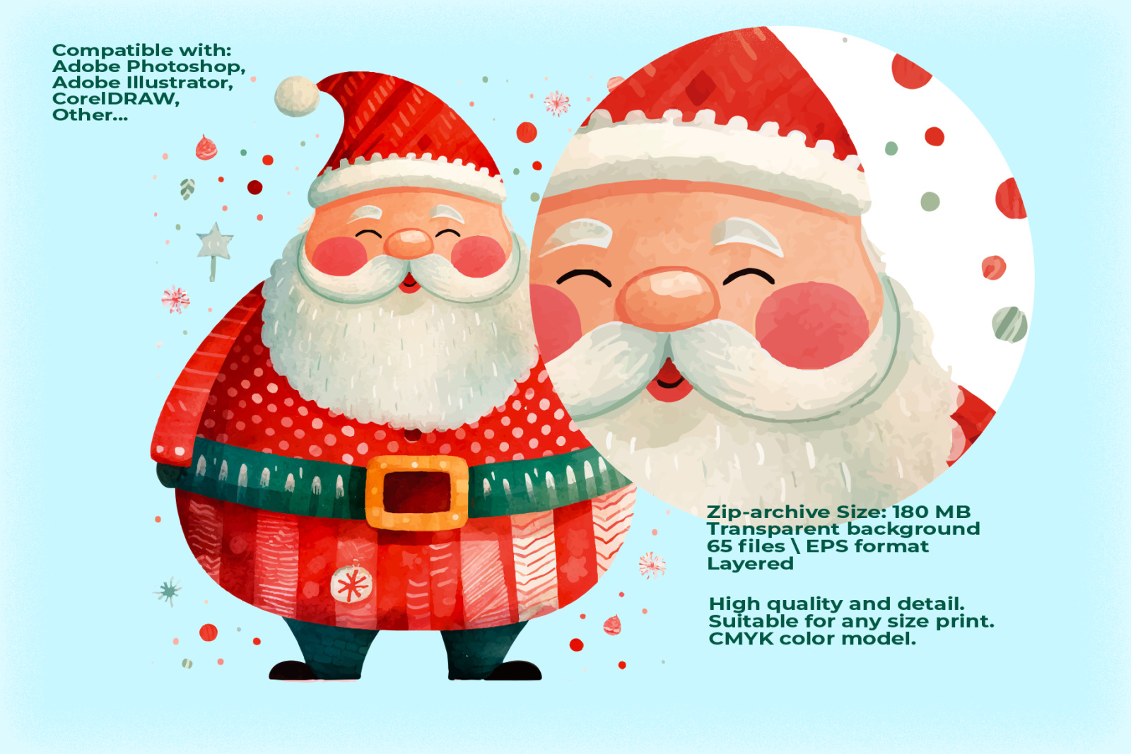 65 Fat Santa&#039;s Vector Clipart