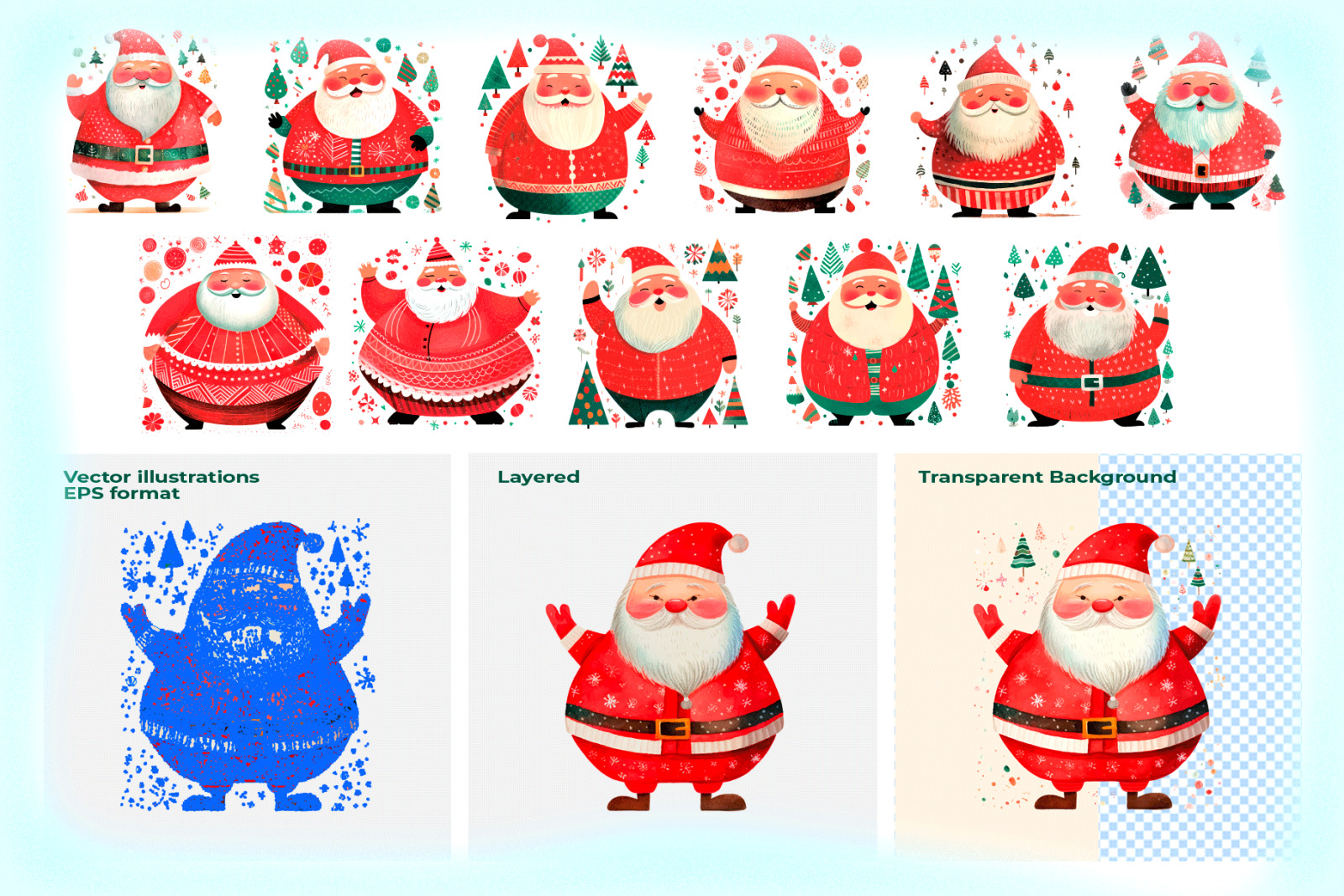 65 Fat Santa&#039;s Vector Clipart