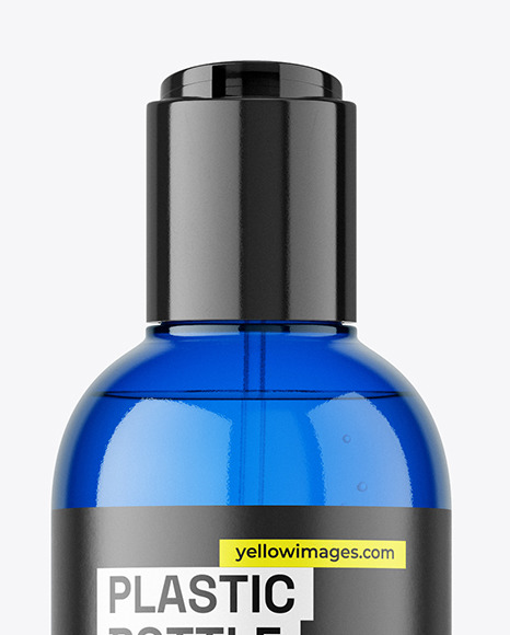 Blue Plastic Cosmetic Bottle Mockup