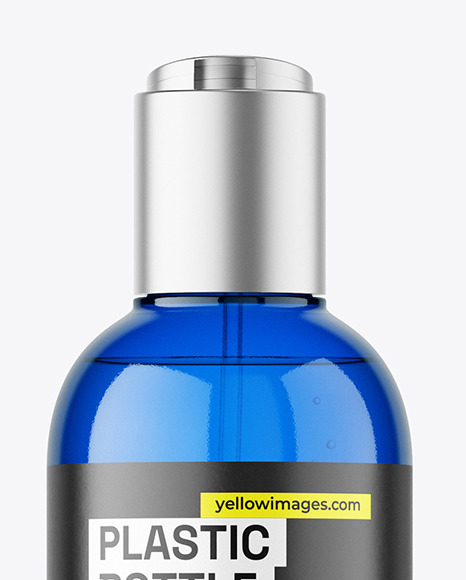 Blue Plastic Cosmetic Bottle Mockup