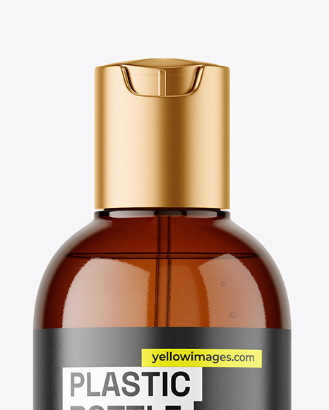 Amber Plastic Cosmetic Bottle Mockup