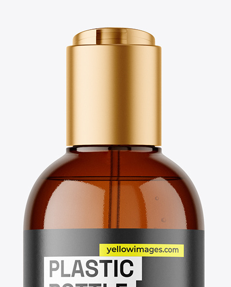 Amber Plastic Cosmetic Bottle Mockup