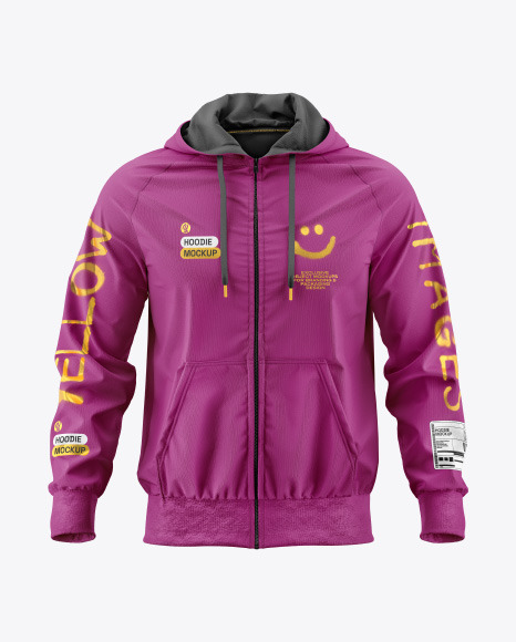 Full-Zip Hoodie Raglan Mockup