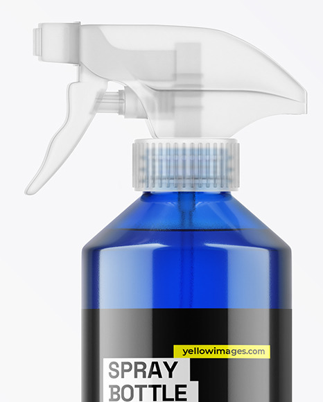 Blue Trigger Spray Bottle Mockup