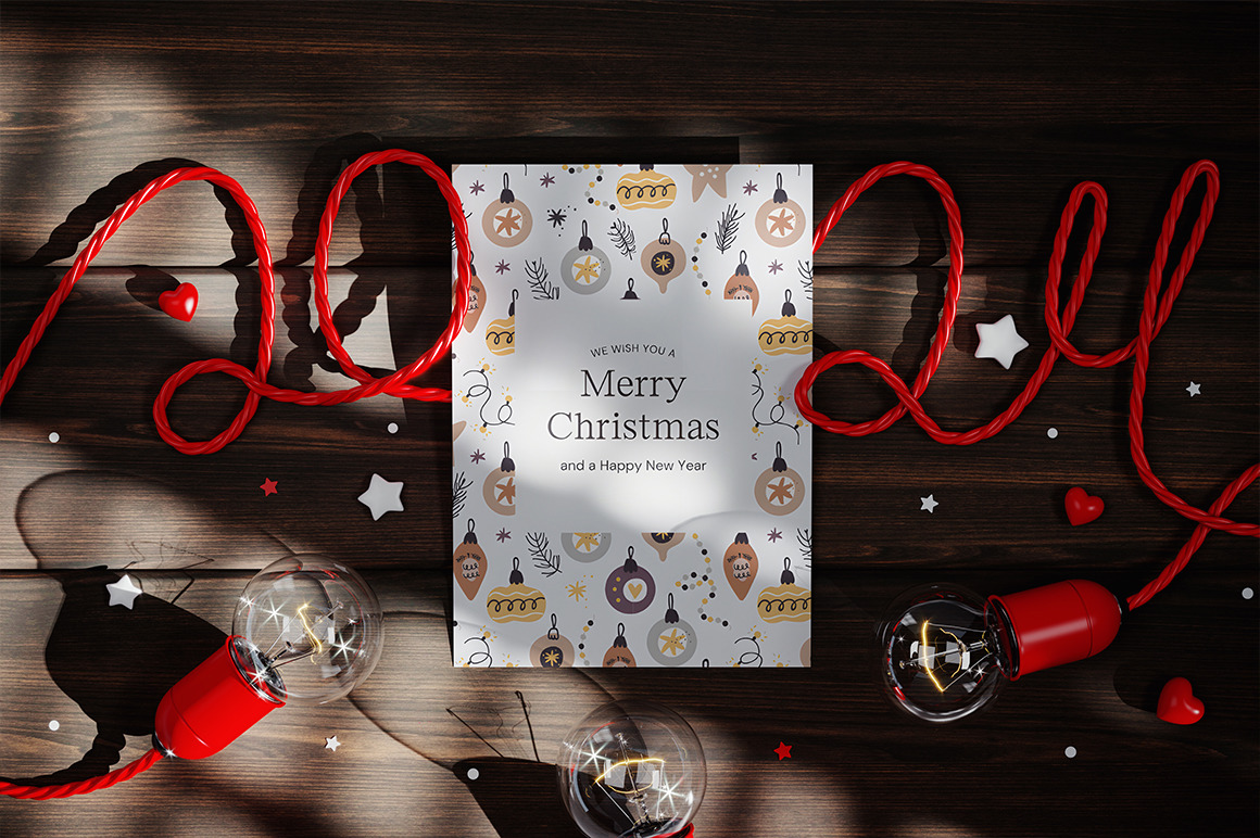 Christmas Holiday Greeting Card Mockup Christmas Holiday Greeting Card Mockup