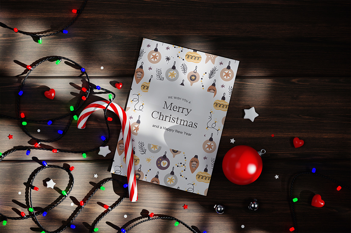 Christmas Holiday Greeting Card Mockup Christmas Holiday Greeting Card Mockup