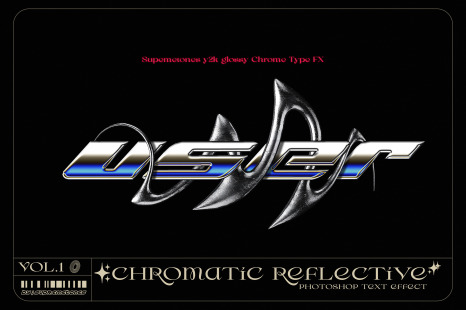 Y2K Glossy Chrome Type FX -Photoshop Text Effects - Add-Ons