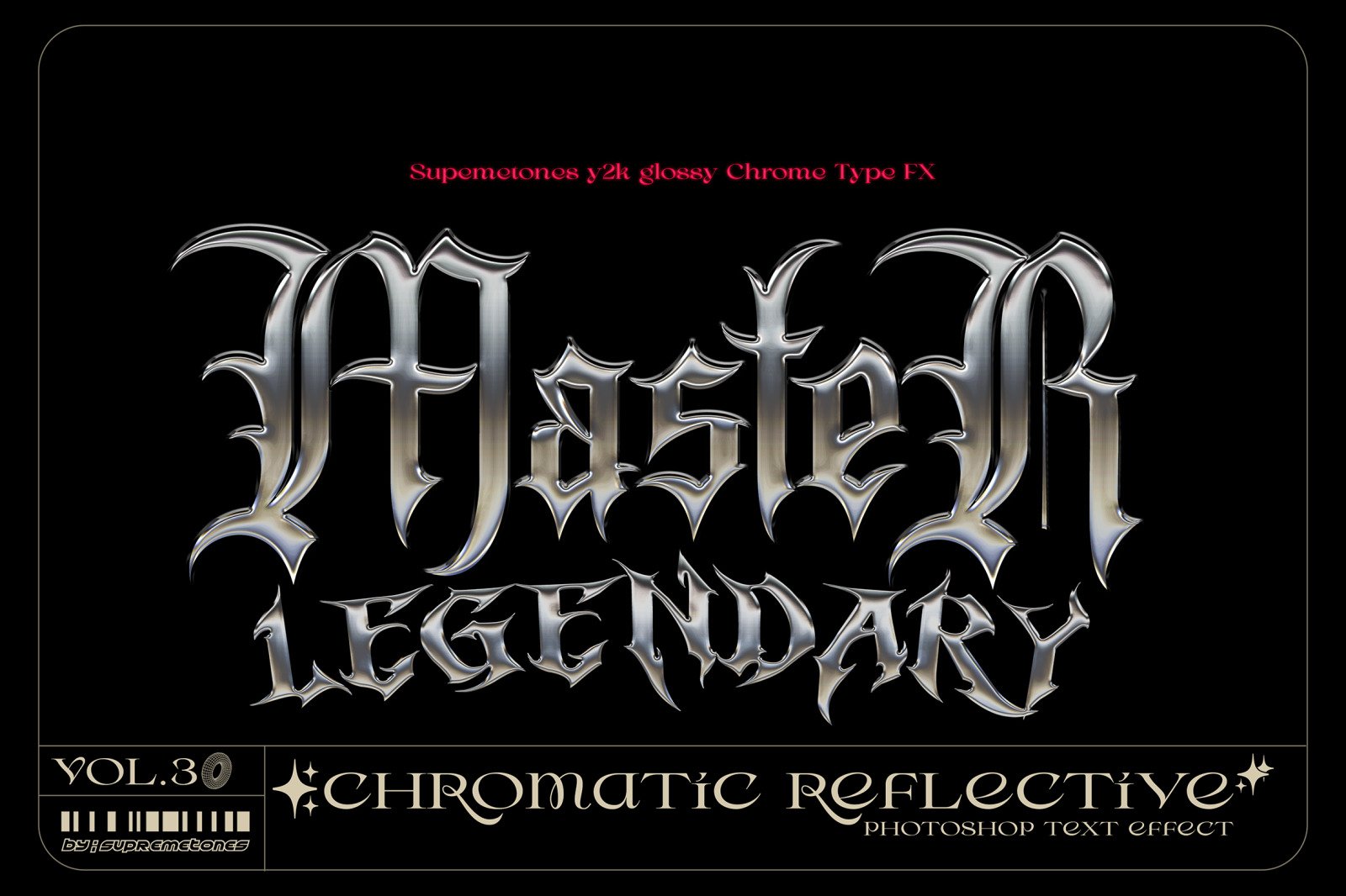 Y2K Glossy Chrome Type FX -Photoshop Text Effects Y2K Glossy Chrome Type FX -Photoshop Text Effects