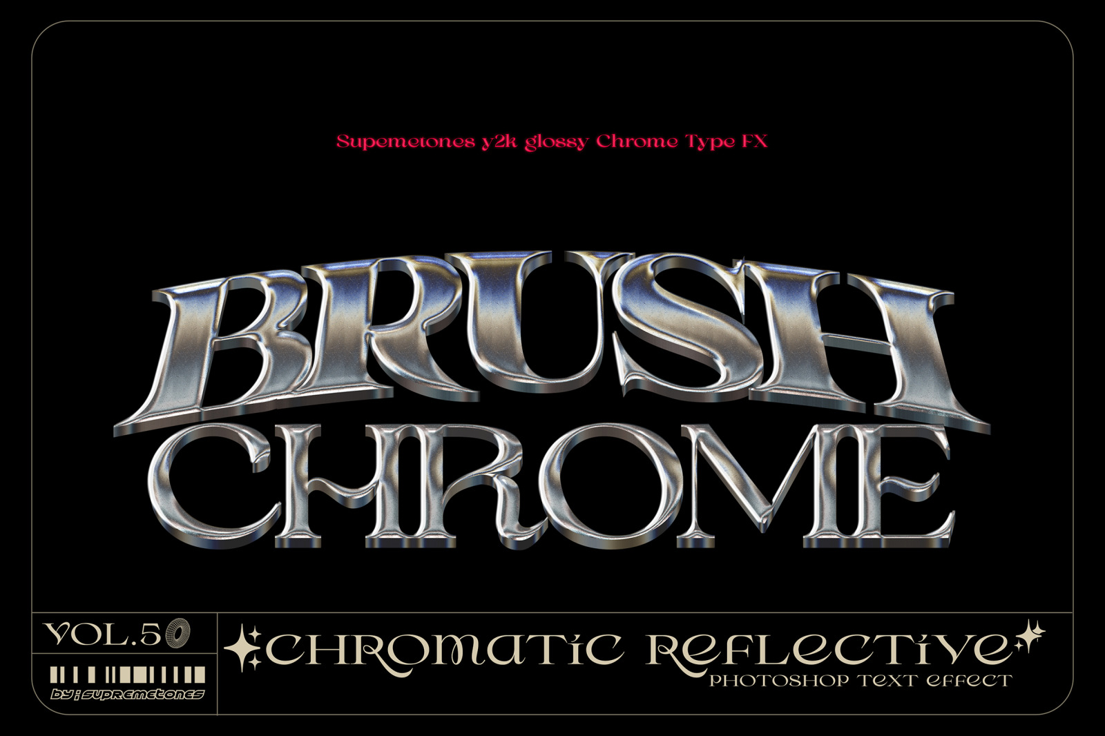 Y2K Glossy Chrome Type FX -Photoshop Text Effects