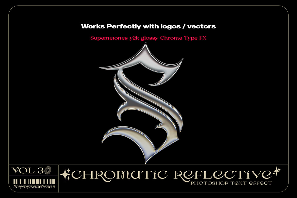 Y2K Glossy Chrome Type FX -Photoshop Text Effects Y2K Glossy Chrome Type FX -Photoshop Text Effects