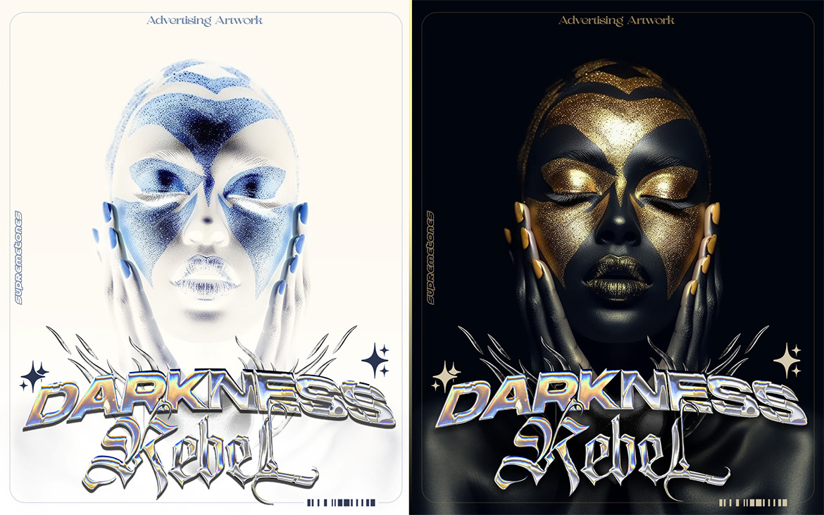 Y2K Glossy Chrome Type FX -Photoshop Text Effects Y2K Glossy Chrome Type FX -Photoshop Text Effects