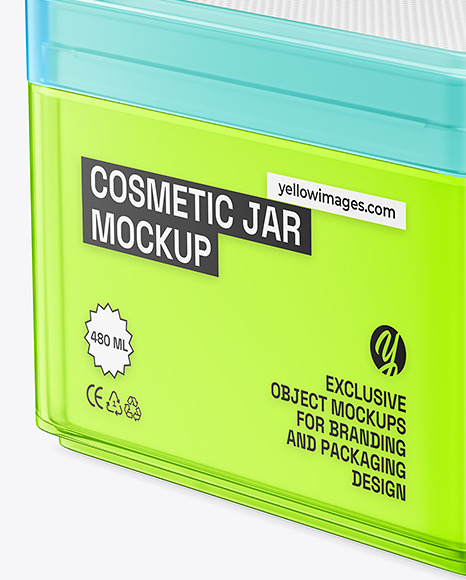 Opened Color Plastic Jar w/ Cosmetic Pads Mockup