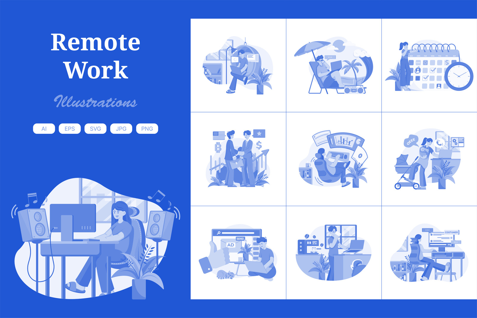 M557_Remote Work Illustration Pack M557_Remote Work Illustration Pack