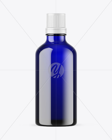 Blue Glass Essential Oil Bottle Mockup