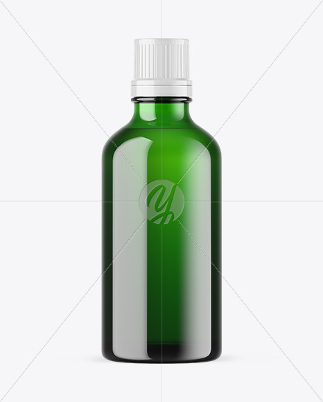 Green Glass Essential Oil Bottle Mockup