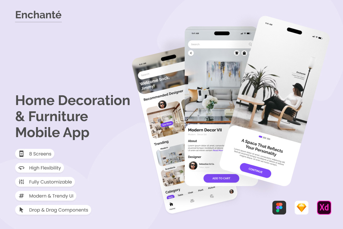 Enchanté - Home Decoration and Furniture Mobile App Enchanté - Home Decoration and Furniture Mobile App