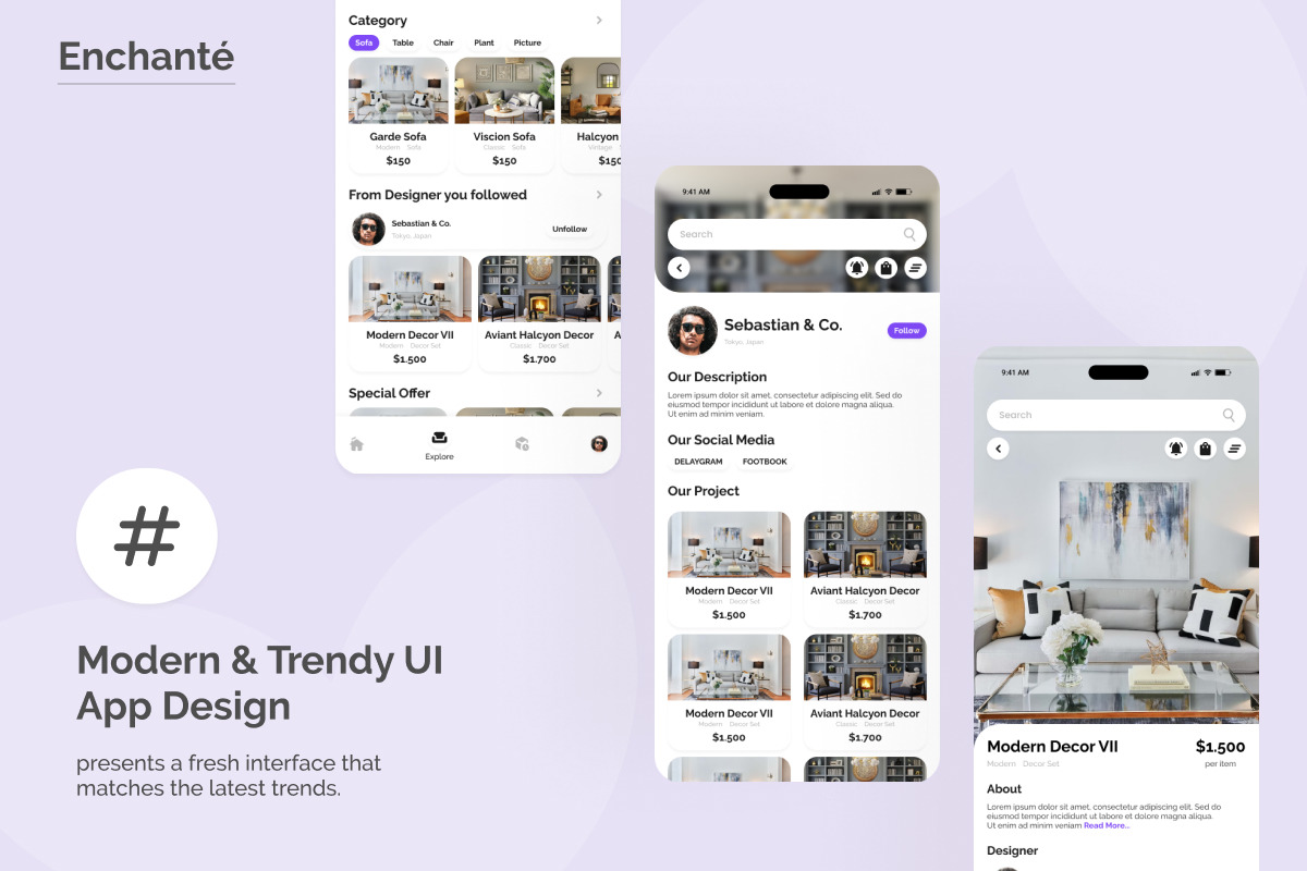 Enchanté - Home Decoration and Furniture Mobile App