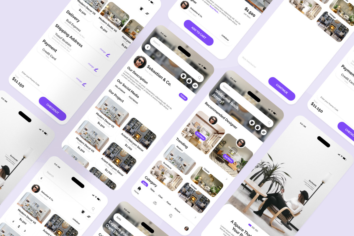 Enchanté - Home Decoration and Furniture Mobile App Enchanté - Home Decoration and Furniture Mobile App