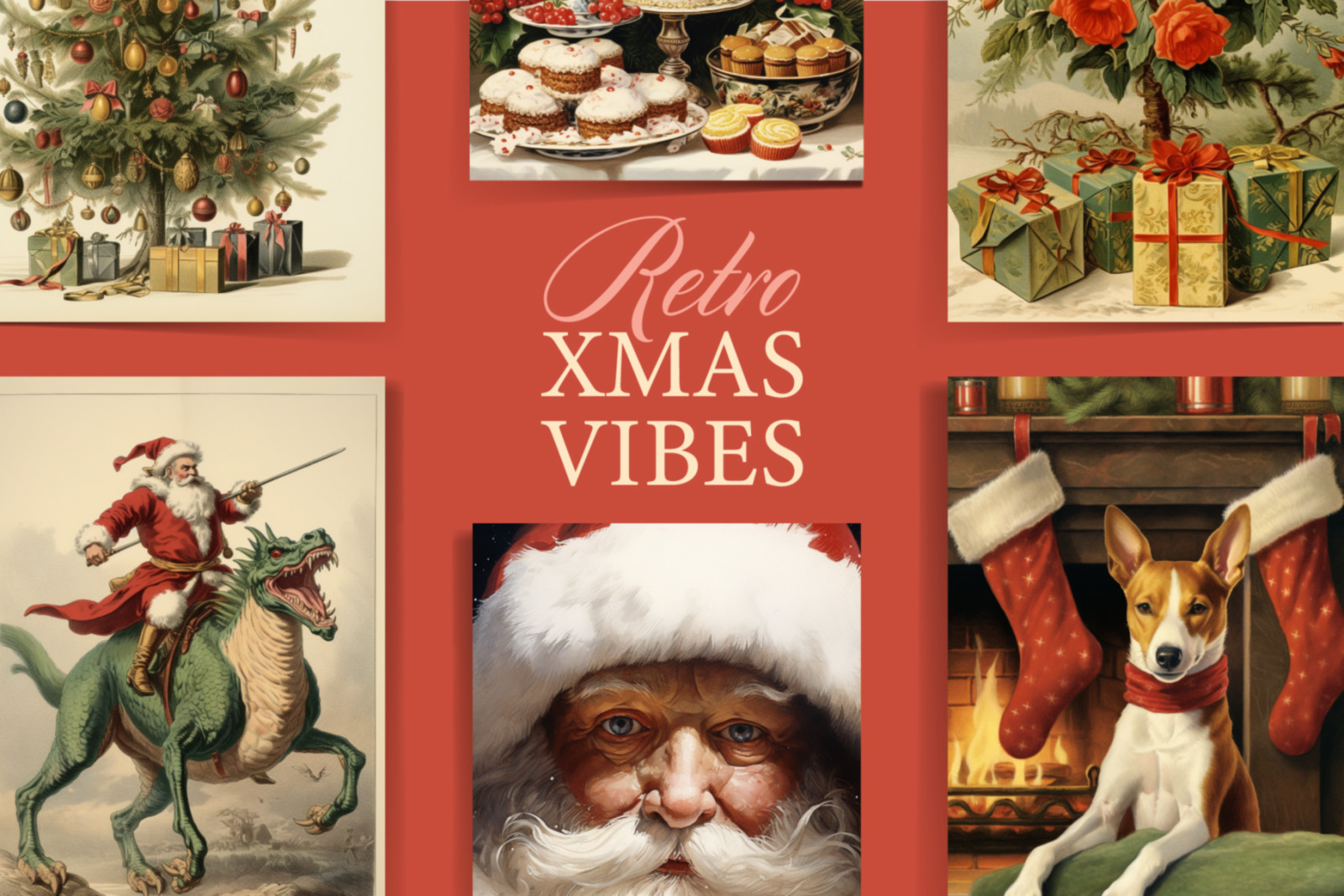 Retro Christmas Vibes. The holiday themed collection designs Retro Christmas Vibes. The holiday themed collection designs