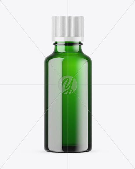 Green Glass Essential Oil Bottle Mockup