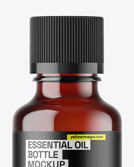 Dark Amber Glass Essential Oil Bottle Mockup