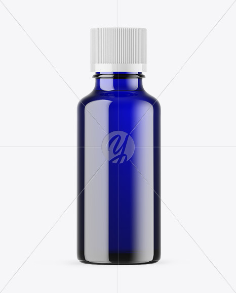 Blue Glass Essential Oil Bottle Mockup