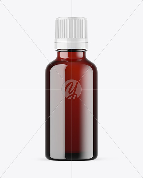 Dark Amber Glass Essential Oil Bottle Mockup