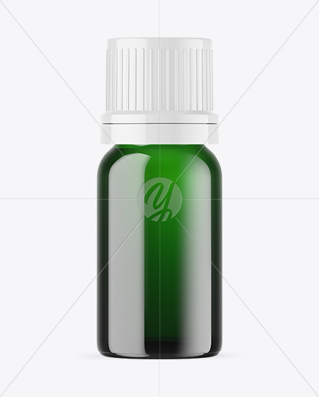 Green Glass Essential Oil Bottle Mockup