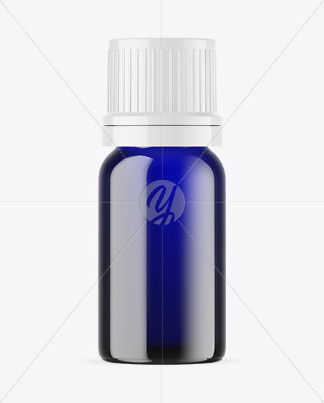 Blue Glass Essential Oil Bottle Mockup