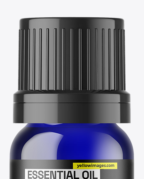 Blue Glass Essential Oil Bottle Mockup