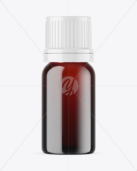 Dark Amber Glass Essential Oil Bottle Mockup