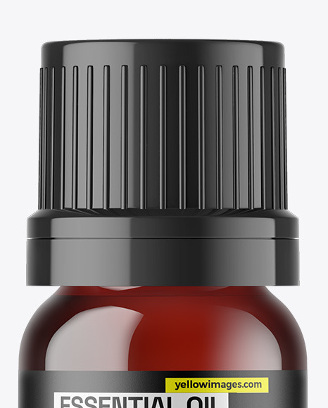 Dark Amber Glass Essential Oil Bottle Mockup
