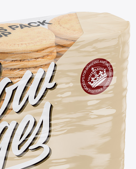 Cookies Pack Mockup - Half Side View (High Angle Shot)