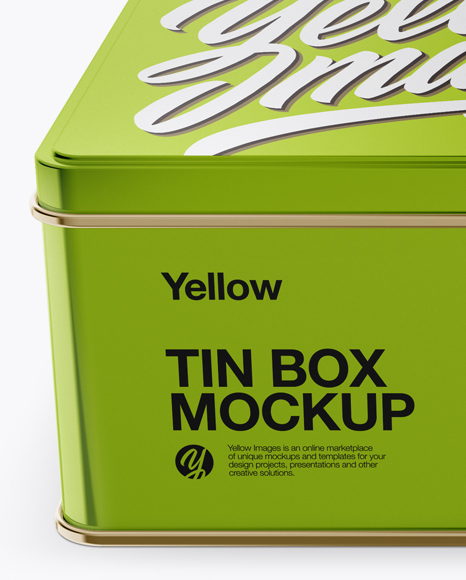 Metallic Tin Box Mockup (High-Angle Shot)