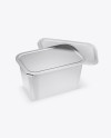 Opened Glossy Plastic Container Mockup - Half Side View