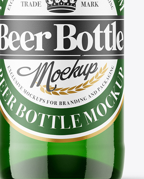 Green Glass Beer Bottle Mockup