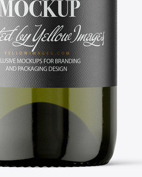 Green Glass White Wine Bottle Mockup