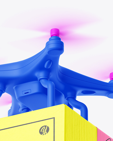 Drone with Box Mockup